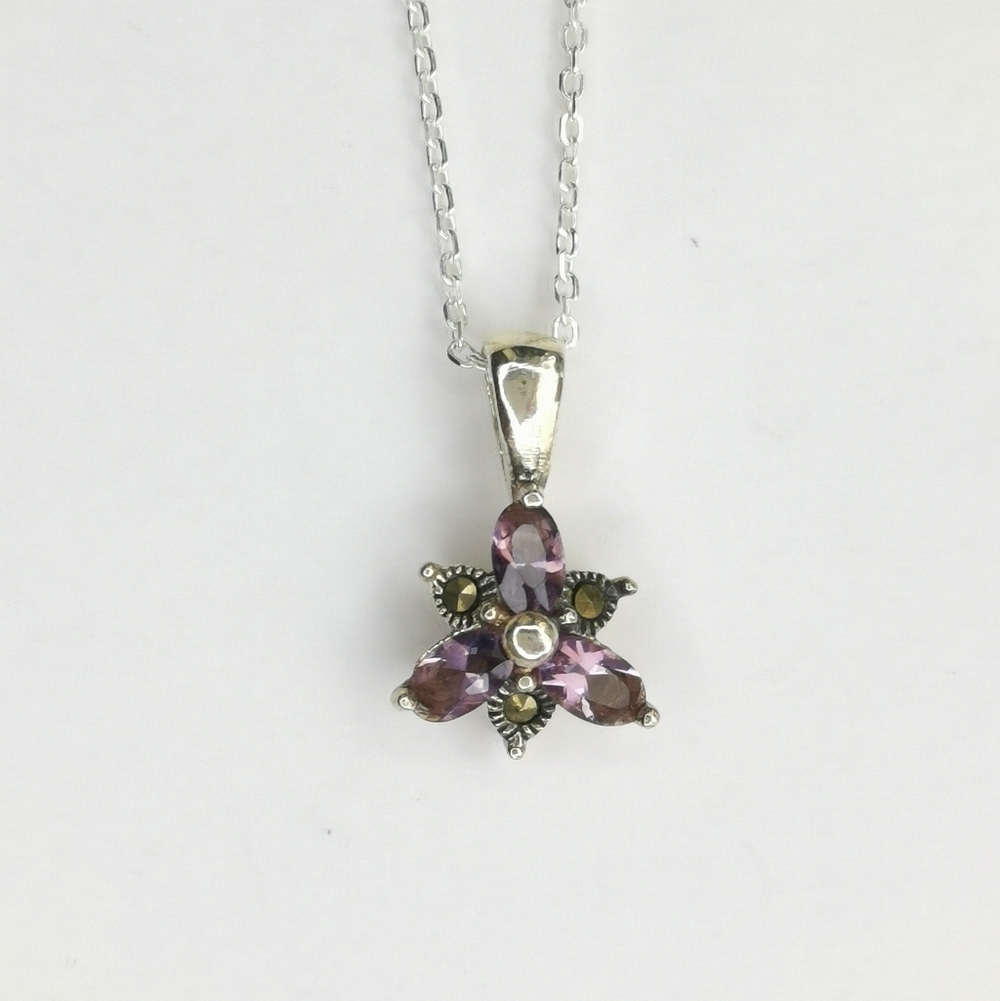 Amethyst Marcasite pendant in Sterling Silver